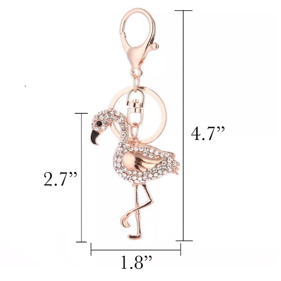 Whimsical Gold & Silver Crystal Flamingo Keychain Charm - Picture 14 of 14